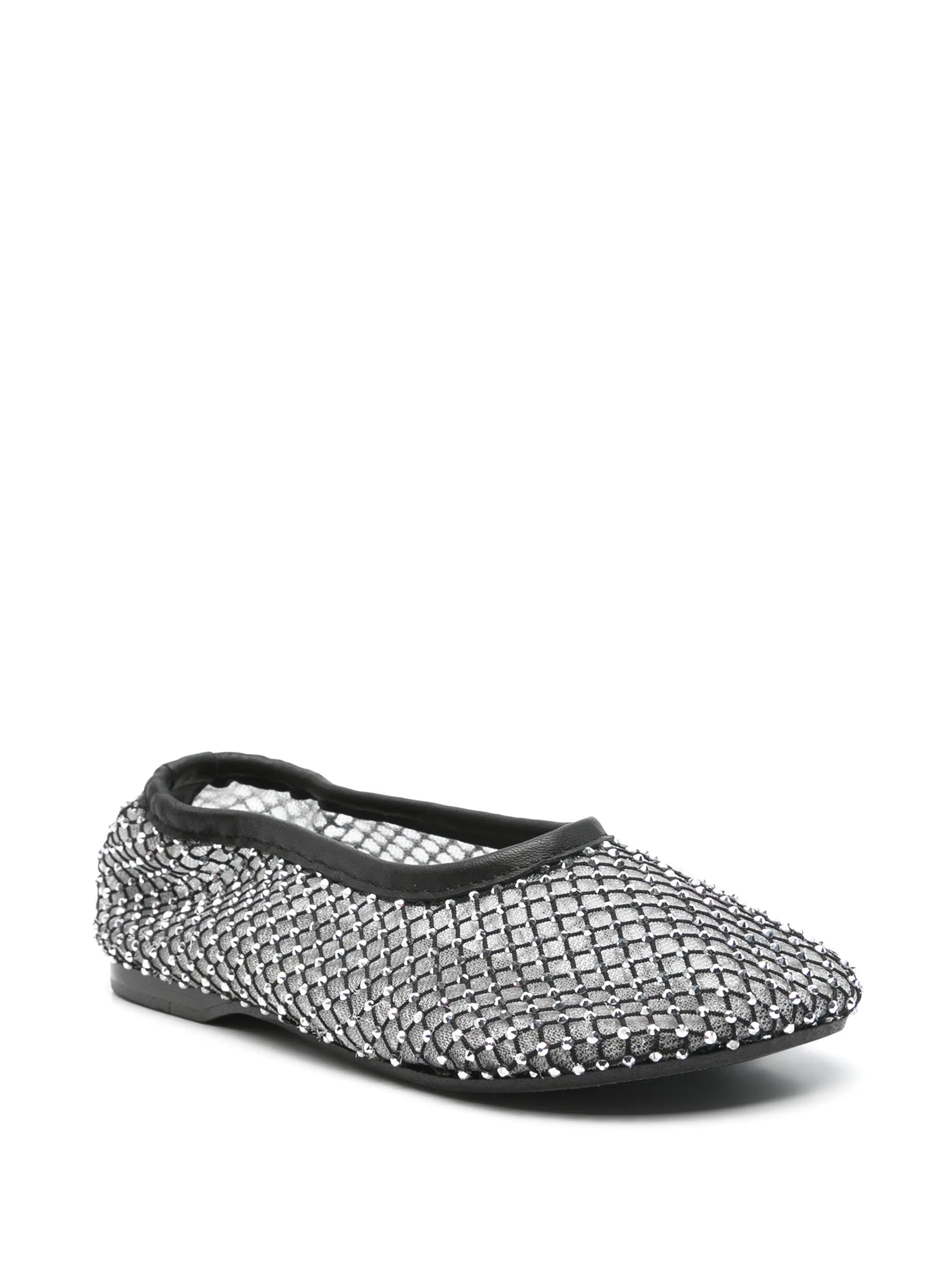 Lorian Mesh Glow Black Leather Ballet Flats