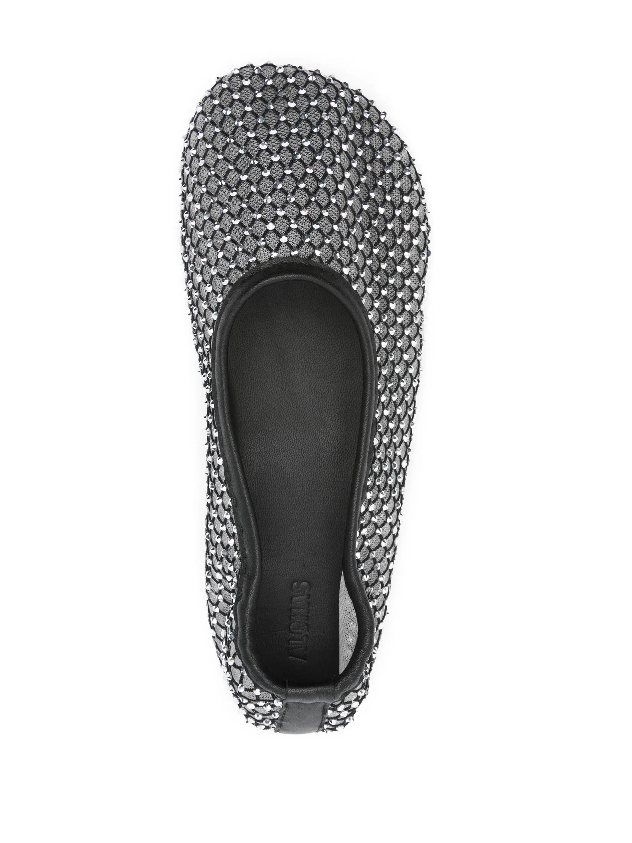 Lorian Mesh Glow Black Leather Ballet Flats
