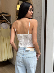 Dunkle Tank Top in Off-White Polka Dot