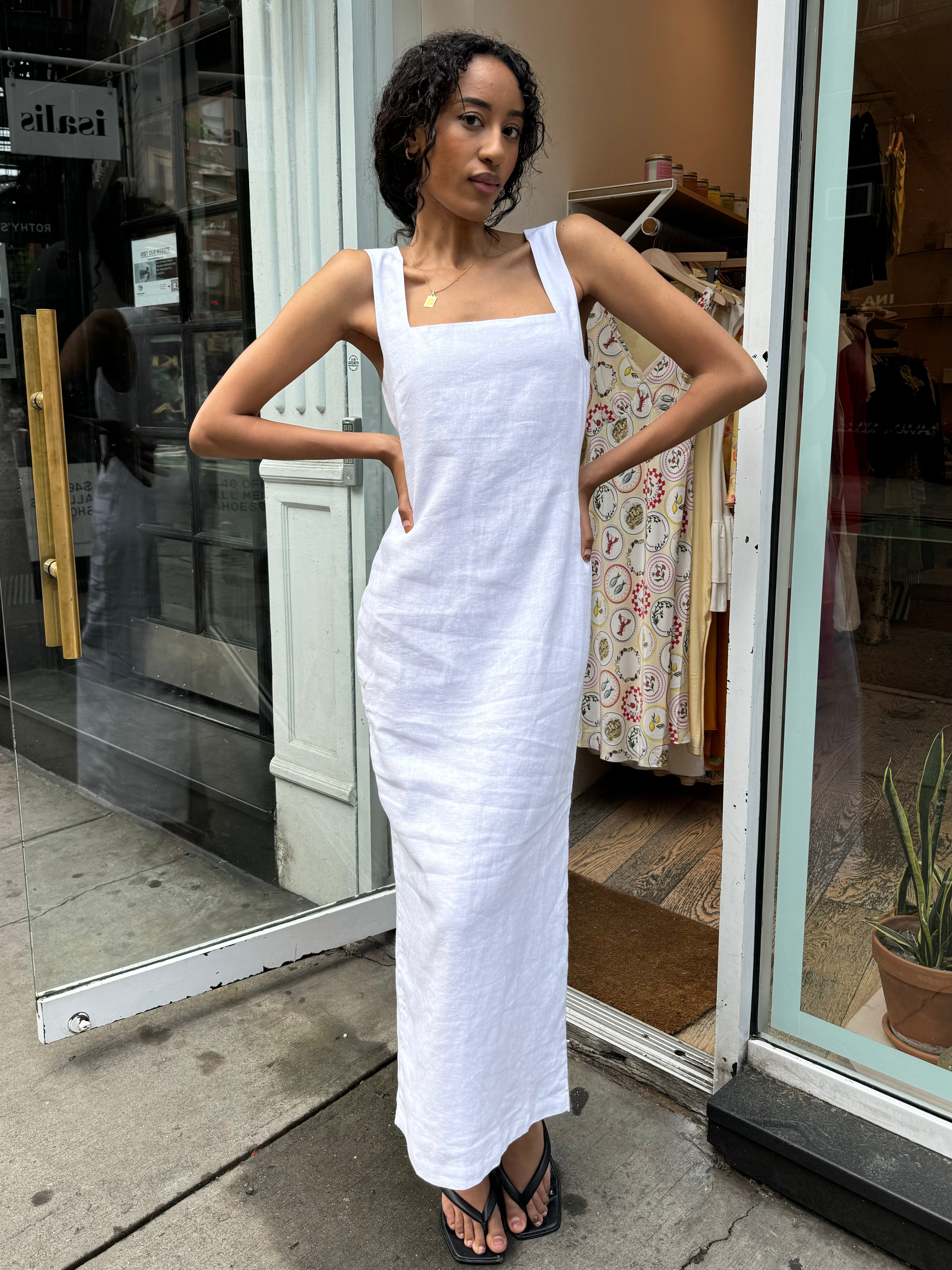 knee length dresses for ladies Alice Midi Dress in Ivory – Isalis