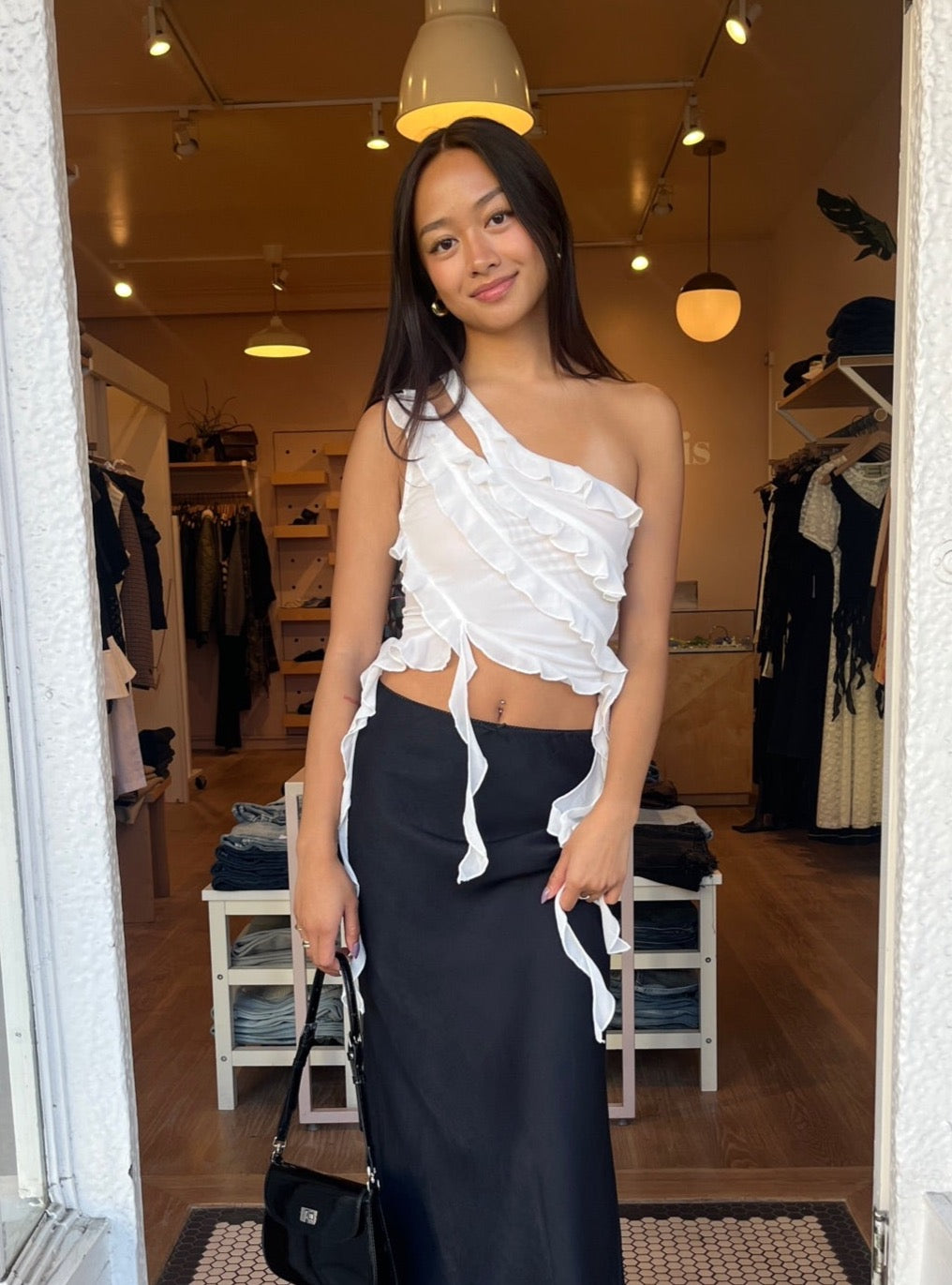 Mesh ruffle top top