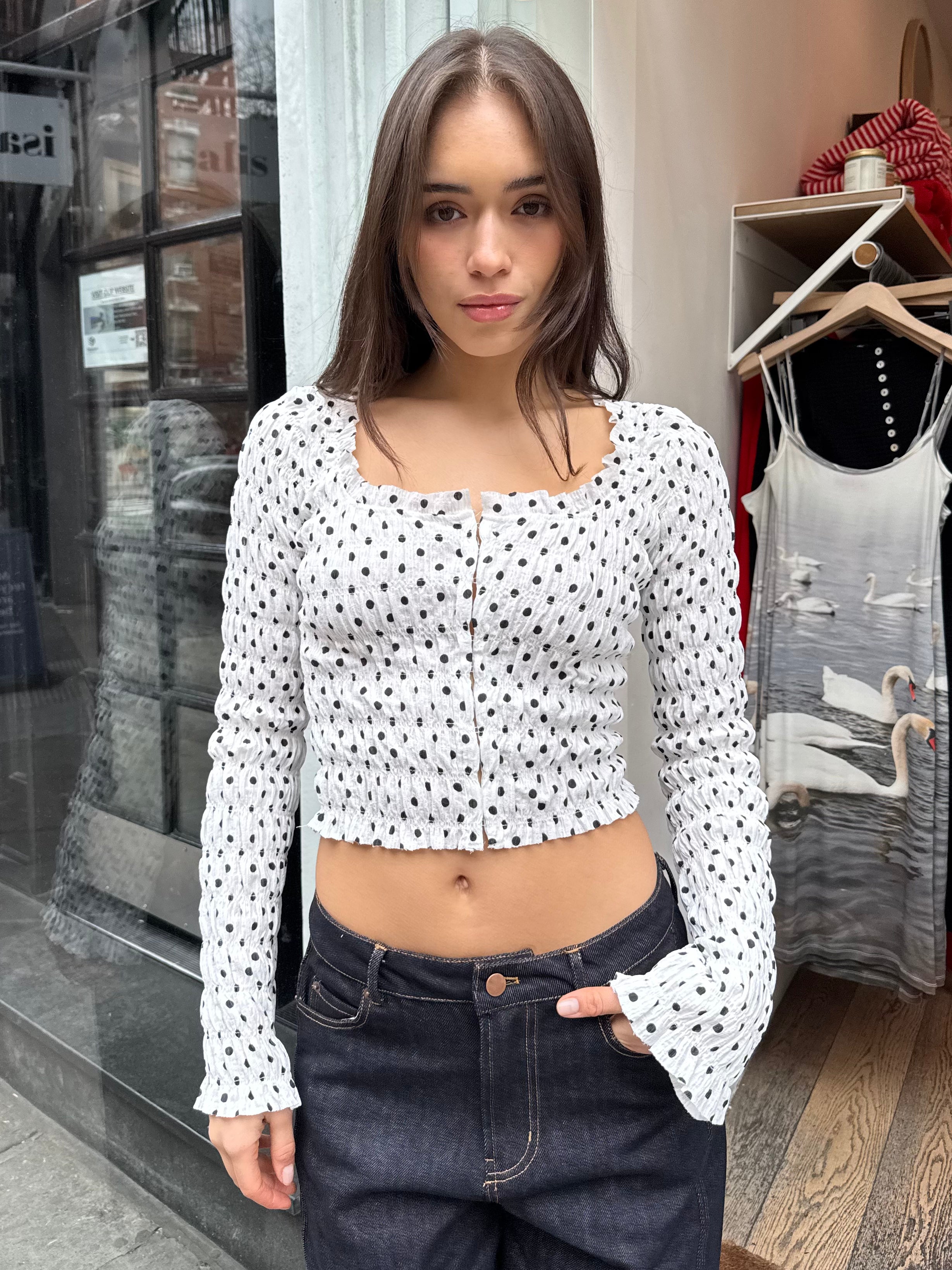 【LOULOUSEOUL】Stripe Ribbon Eyelet Top (Pink) LOULOU COLOR – Rails