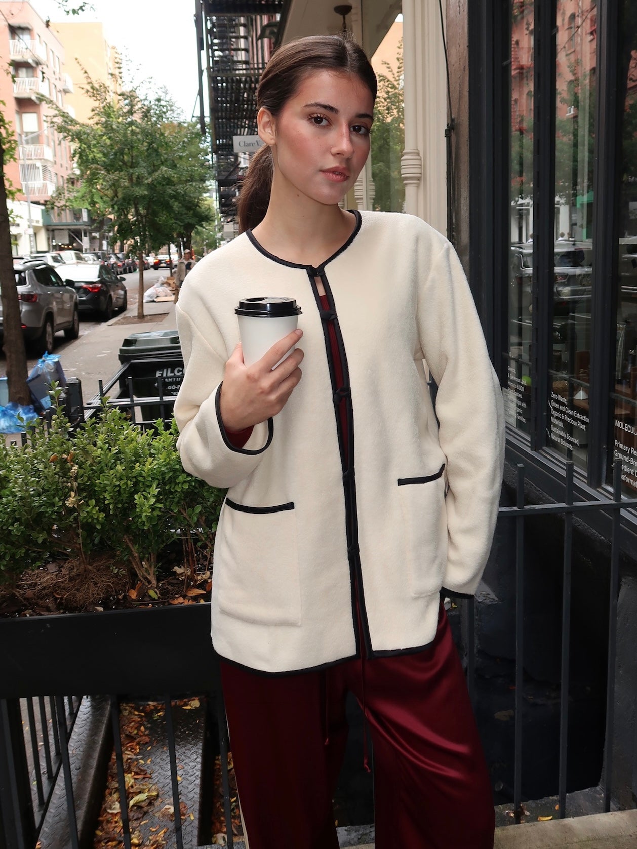 Polar Fleece Stitch Jacket in Creme