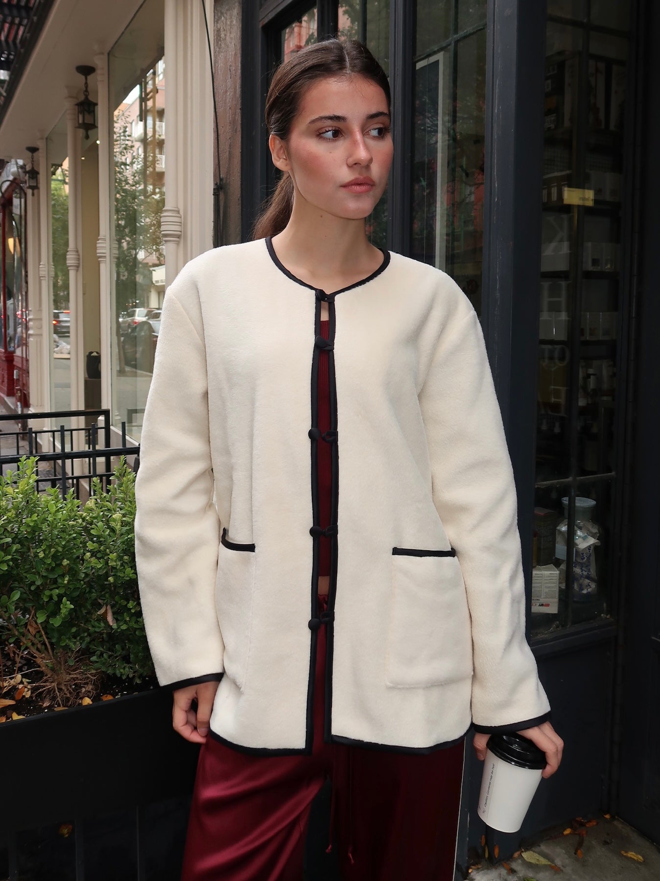 Polar Fleece Stitch Jacket in Creme