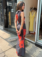 Mesh Floral Dress in Black