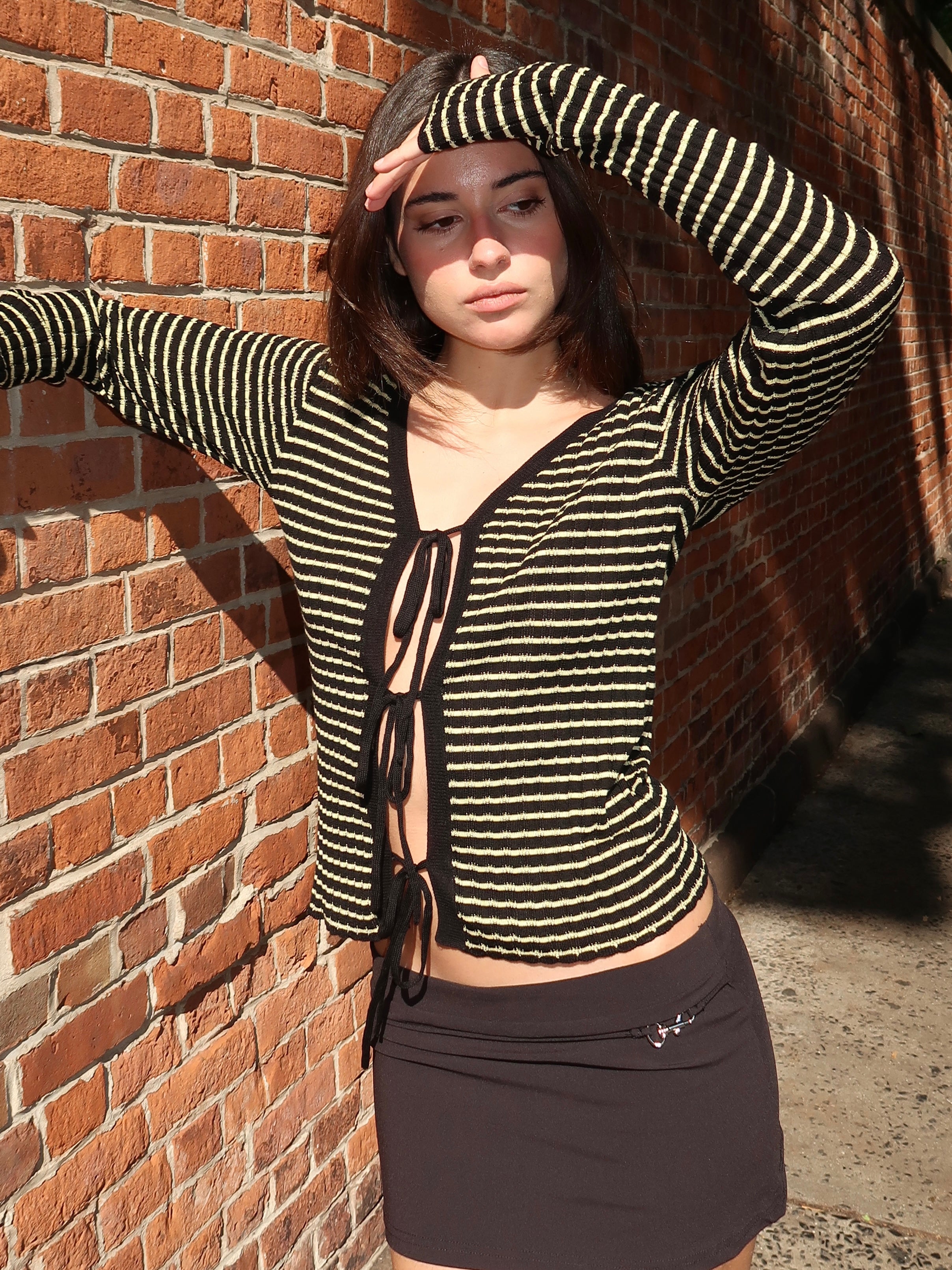 FinnleyRS Knit Cardigan in Yellow Stripe