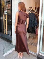 Taryn Slit Maxi Dress in Chocolate