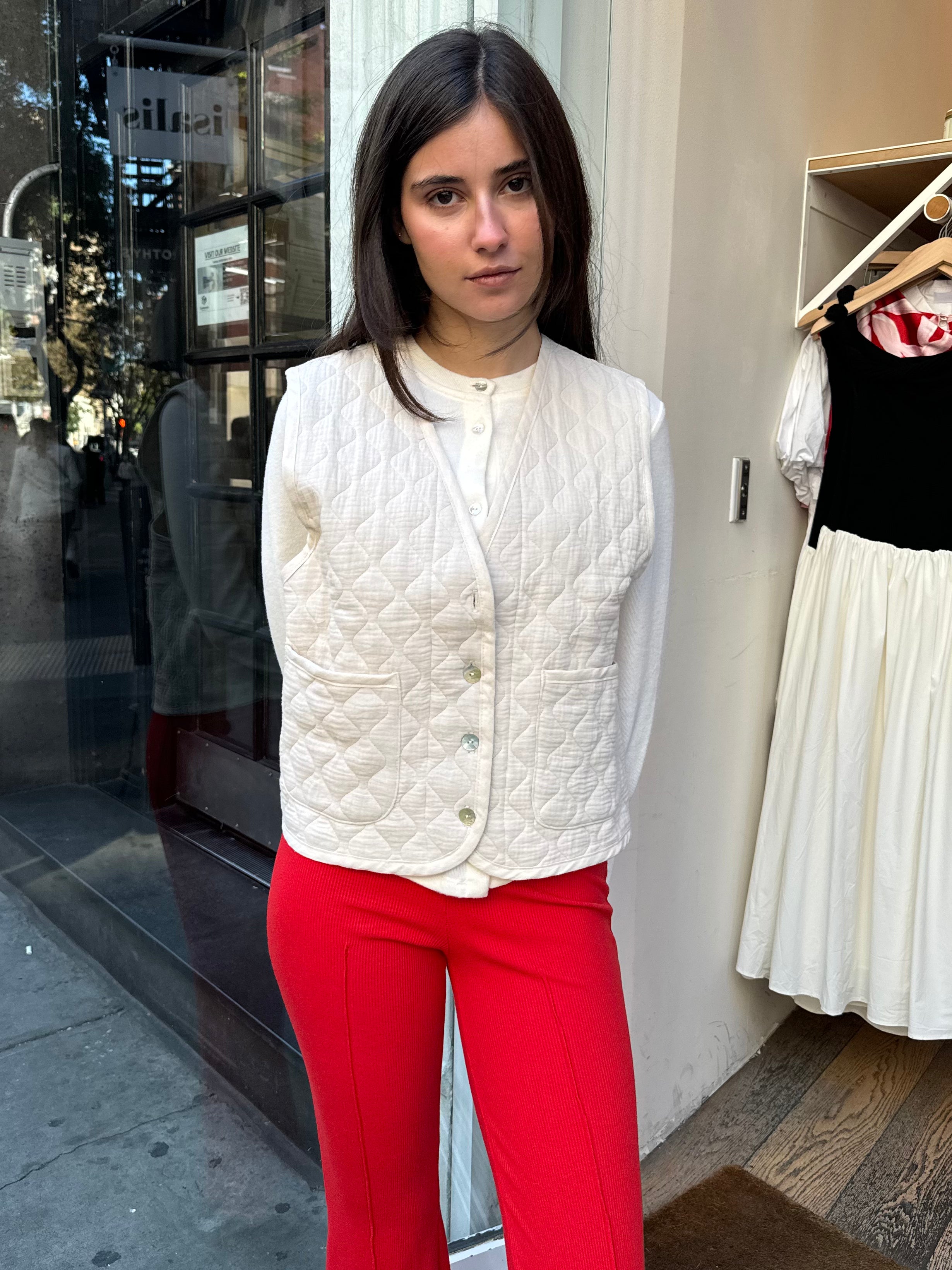 Quilted Vest in Creme – Isalis