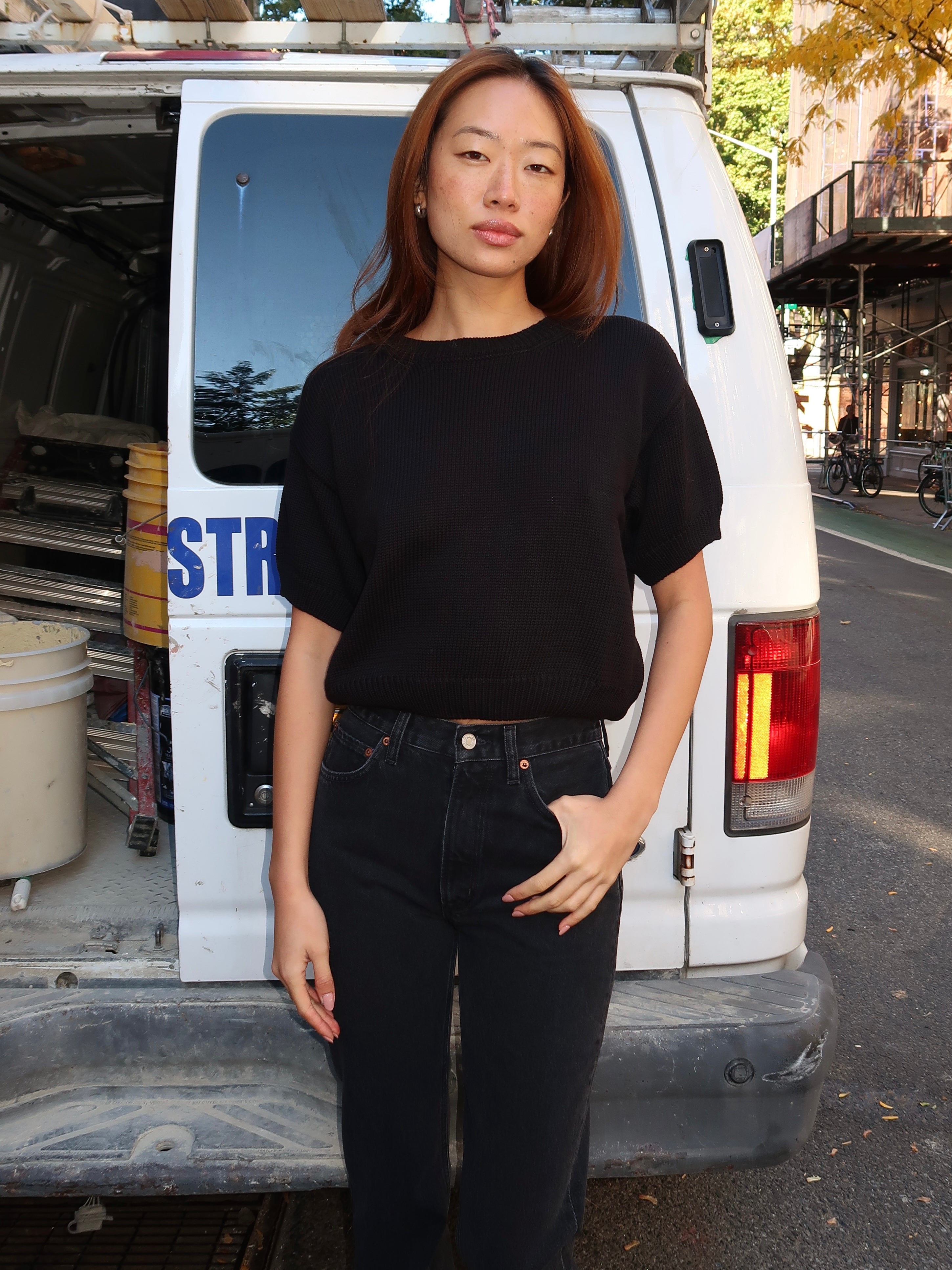 Pattie Sweater Top in Black
