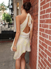 Colmar Asym Mini Dress in Lemon Floral