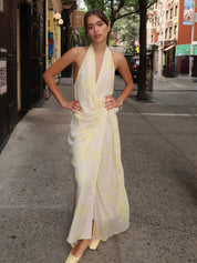 Colmar Wrap Maxi Dress in Lemon Floral