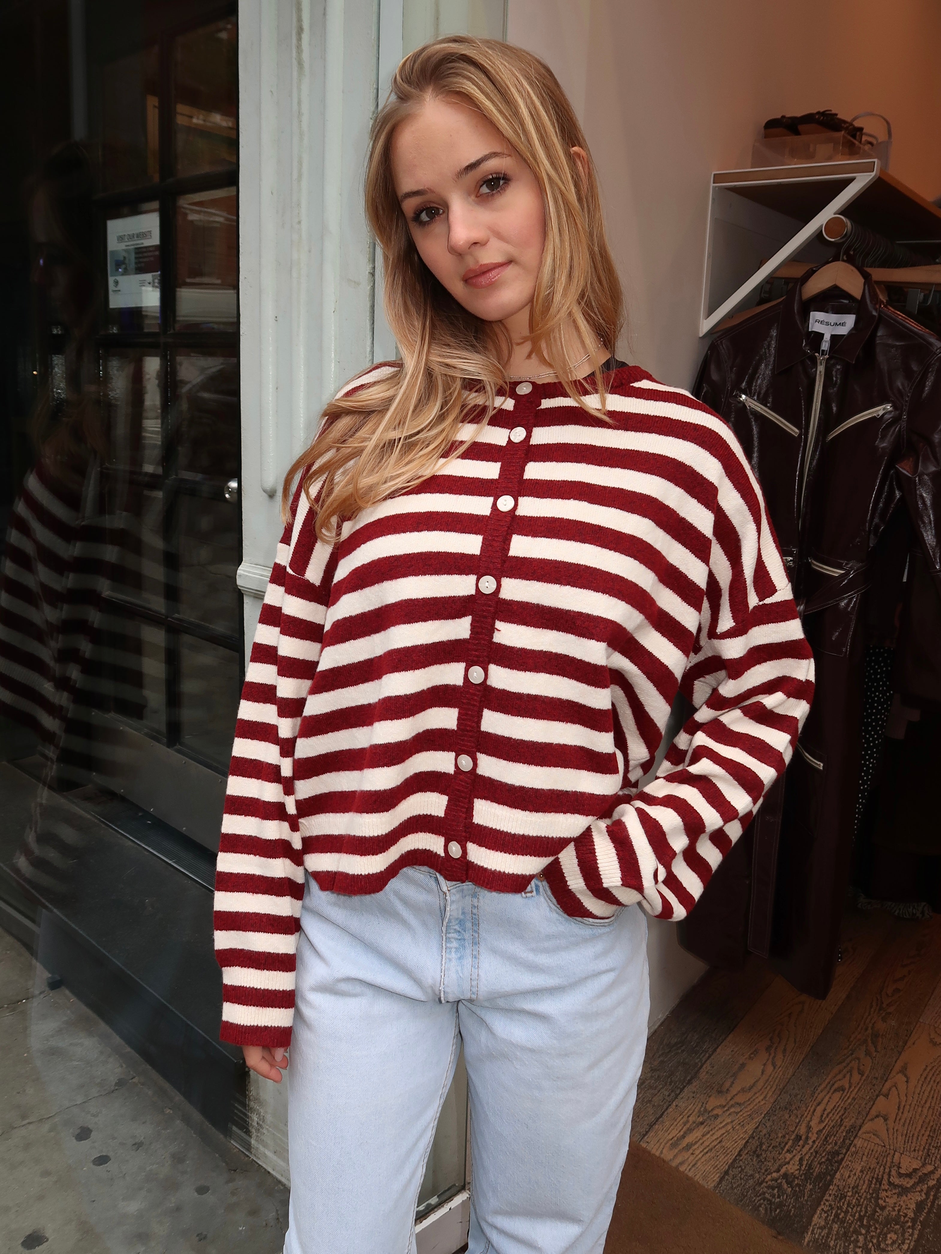 Coletta Knit Cardigan in Crimson