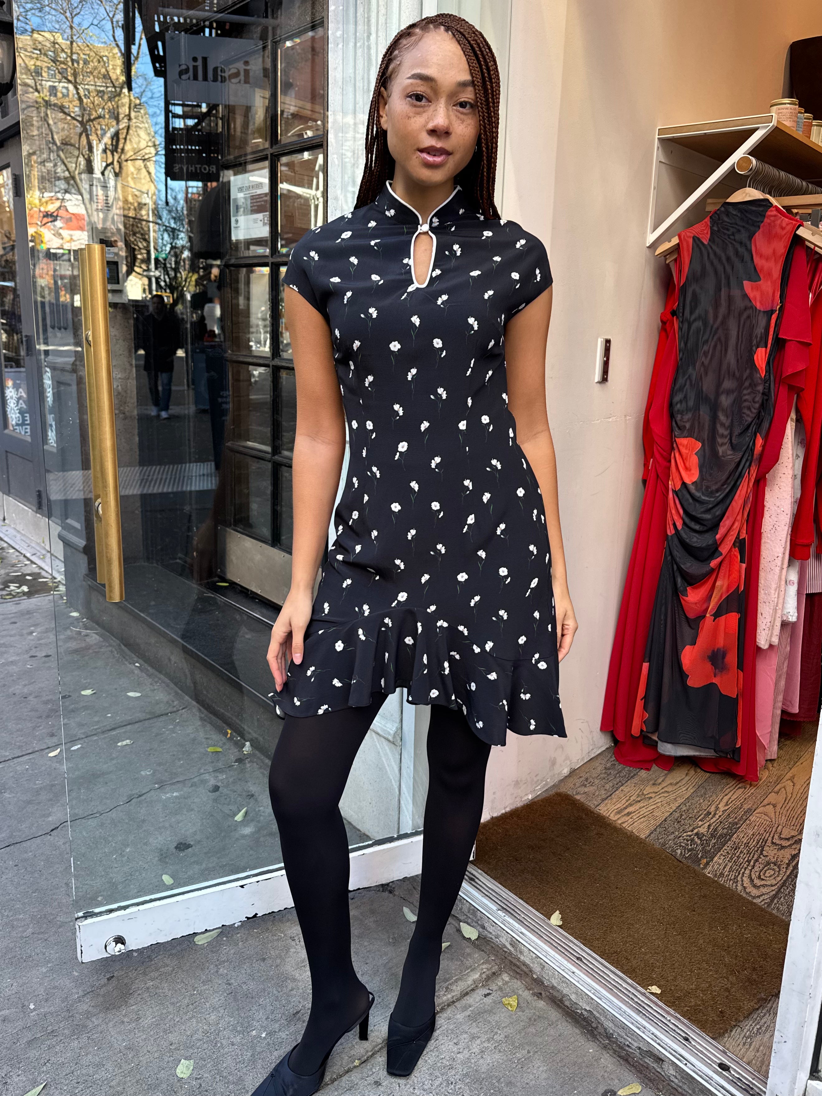 Pamela Mini Dress in Black Poppy – Isalis Pamela Mini Dress in Black Poppy – Isalis