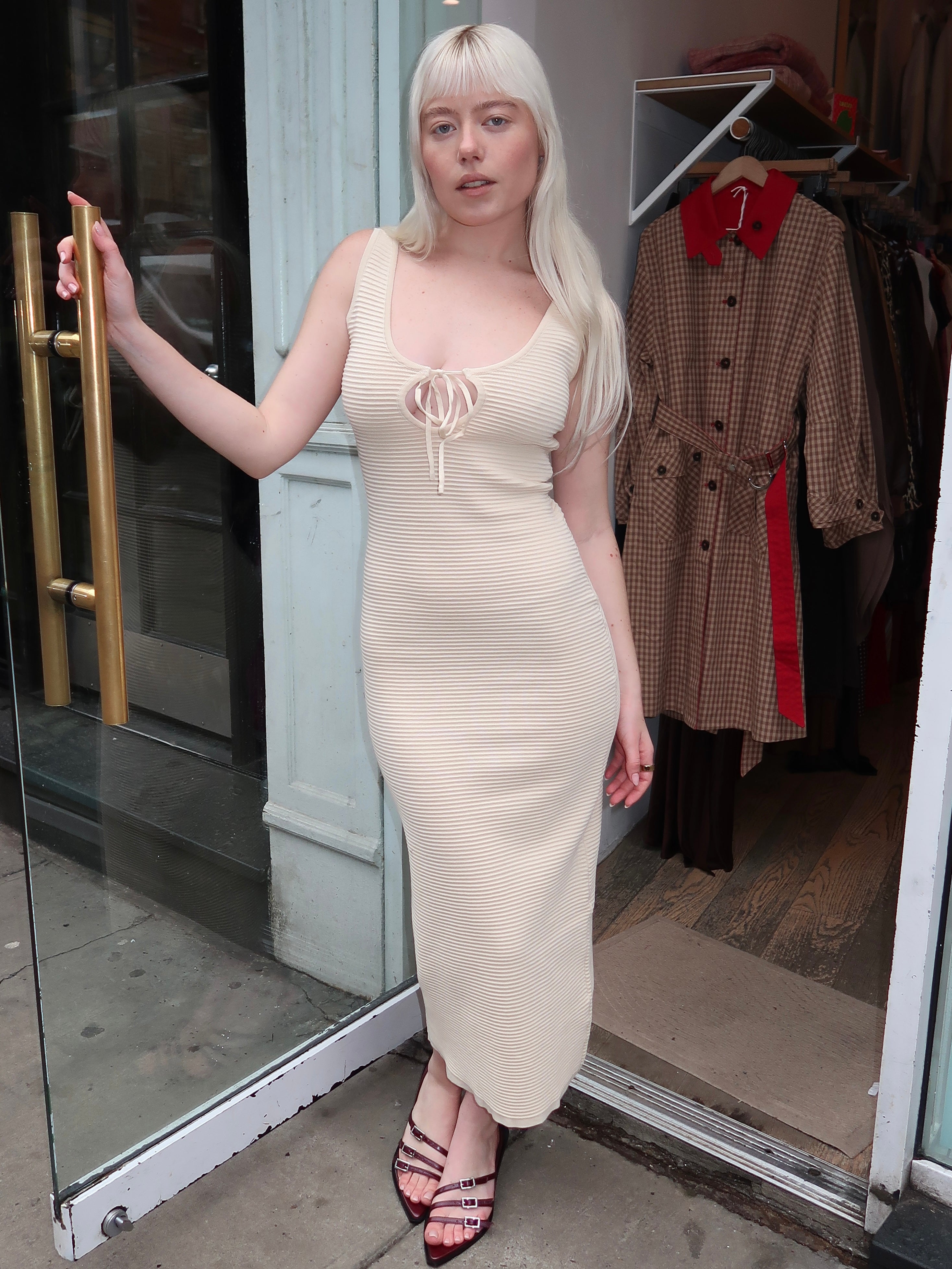 Jenni Knitted Maxi Dress in Ivory Jenni Knitted Maxi Dress in Ivory