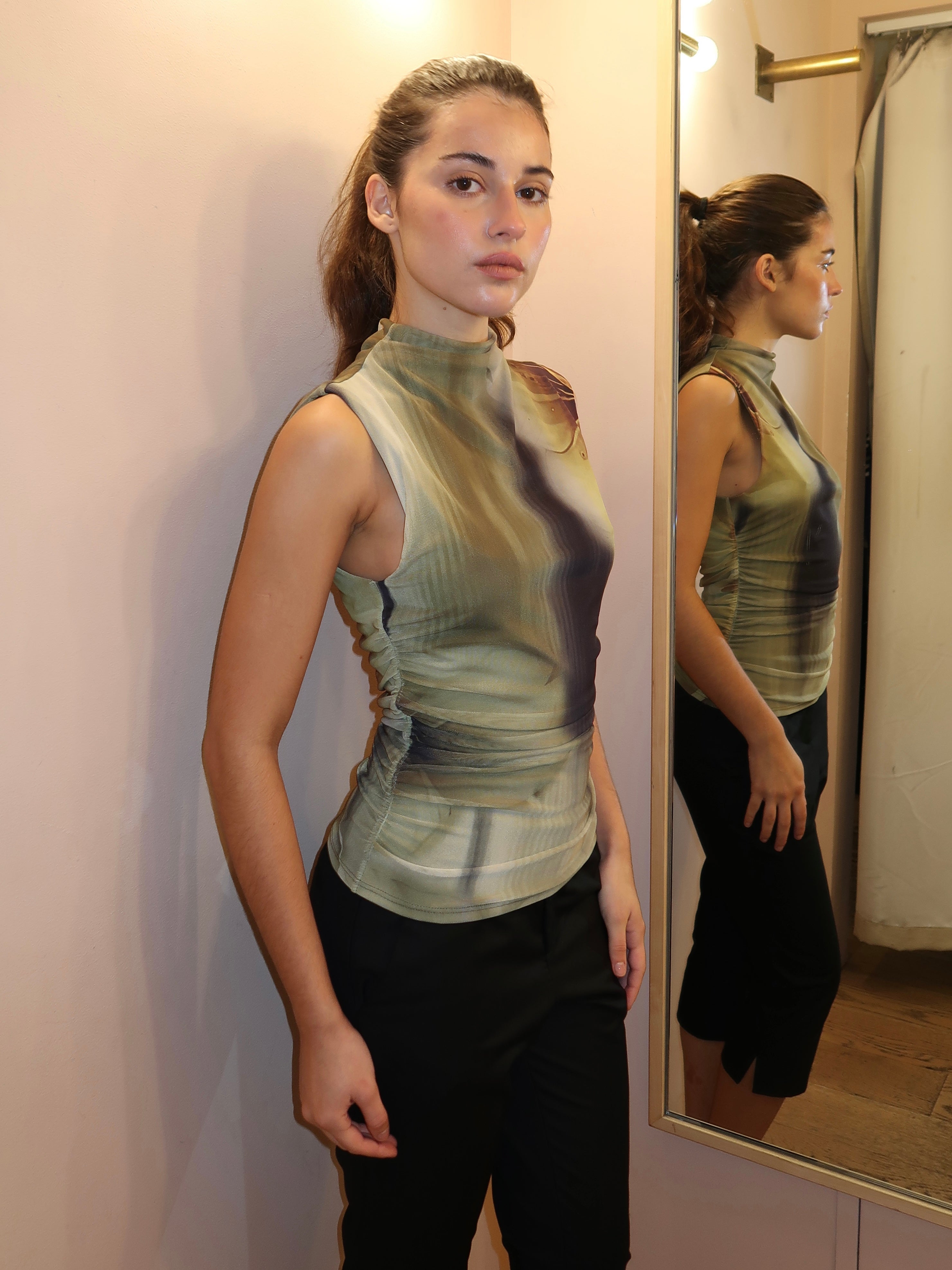 Amani Mesh Top in Olive