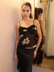 Malina Cami Top in Black Yellow