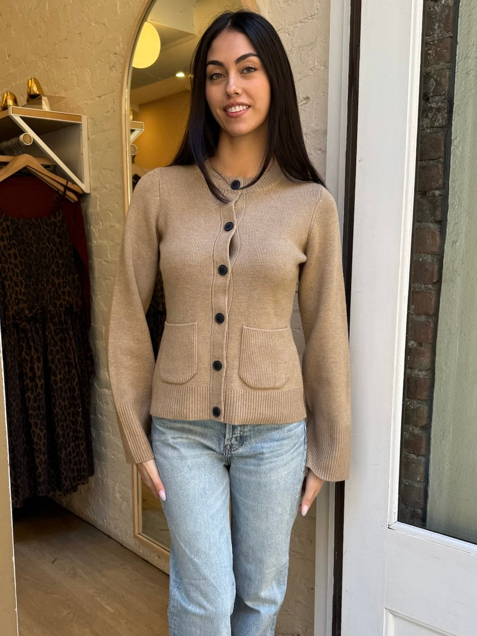 Dani Cinched Waist Cardigan in Toasted Wheat – Isalis