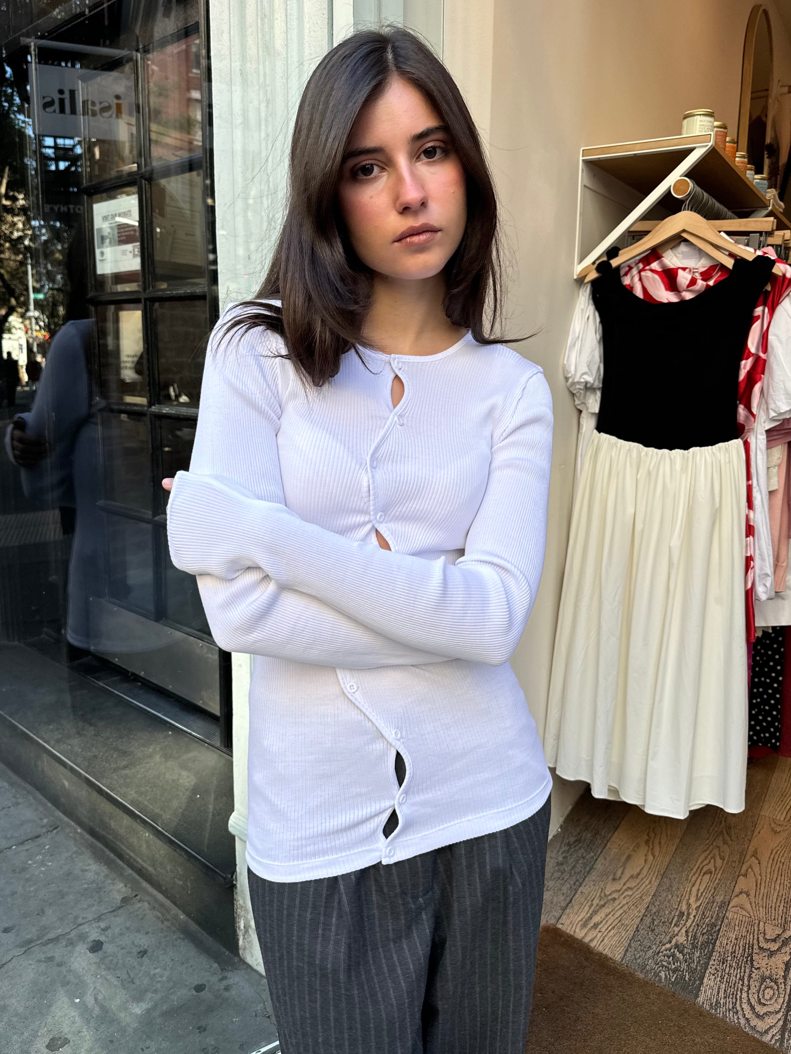 Claire Seamless Cardigan in White