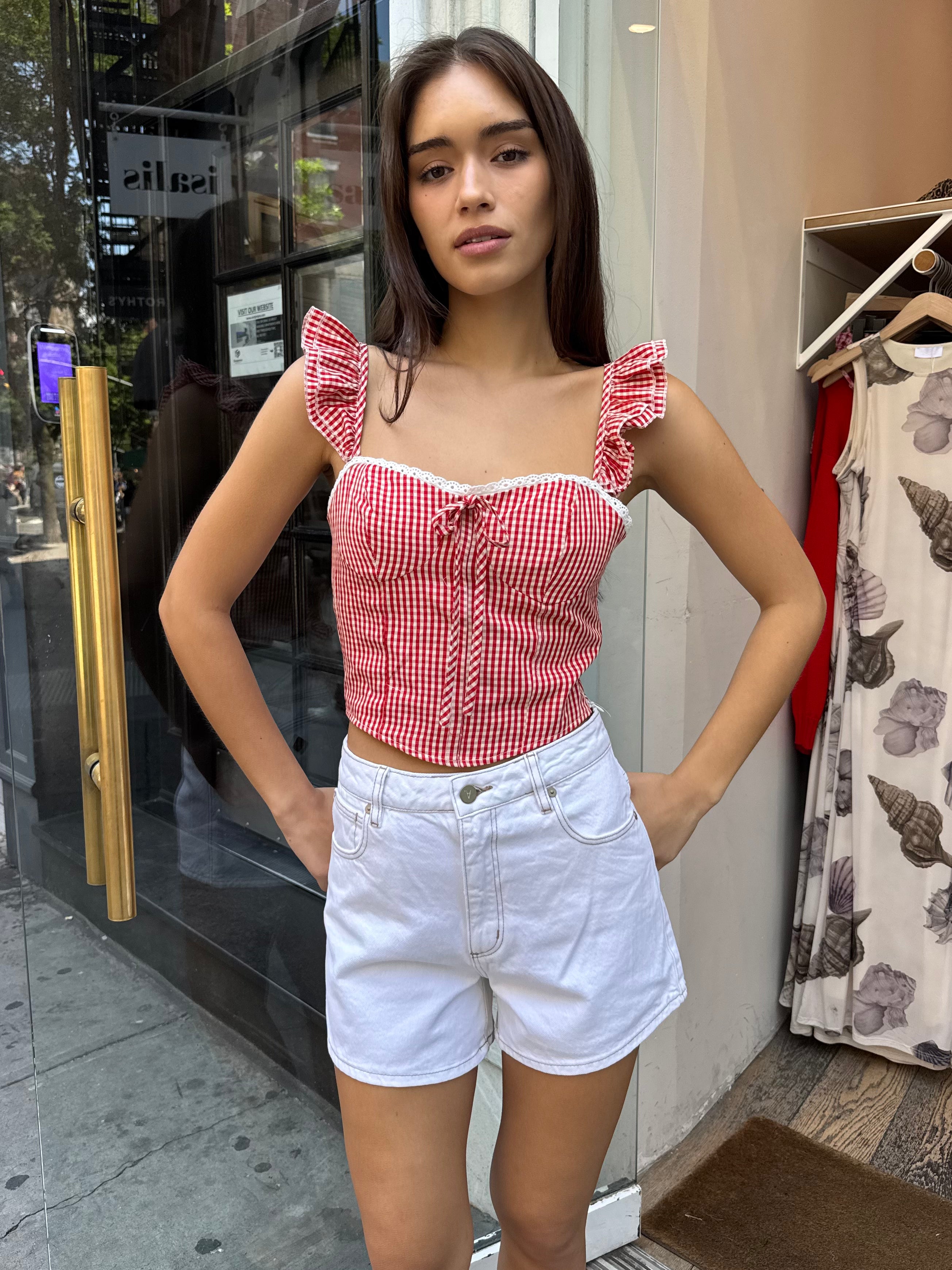 Montana Corset Top in Red Gingham