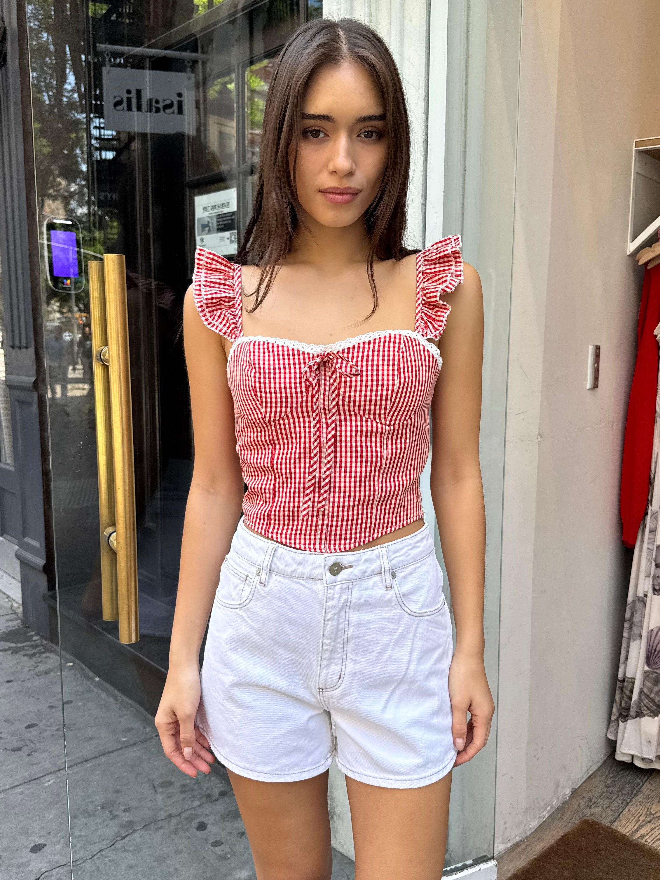 Montana Corset Top in Red Gingham
