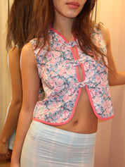 Olatz Linen Top in Floral
