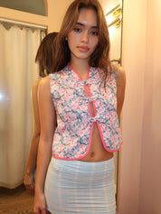 Olatz Linen Top in Floral