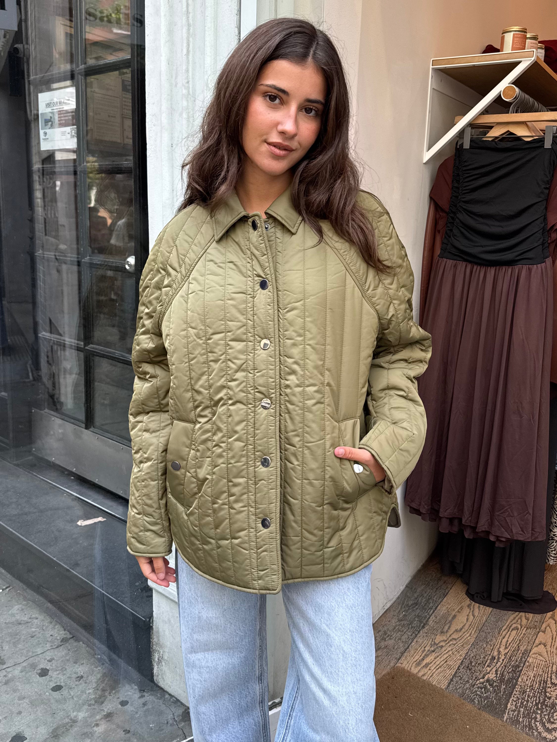 Sawyer Quilted Barn Jacket in Olive – Isalis