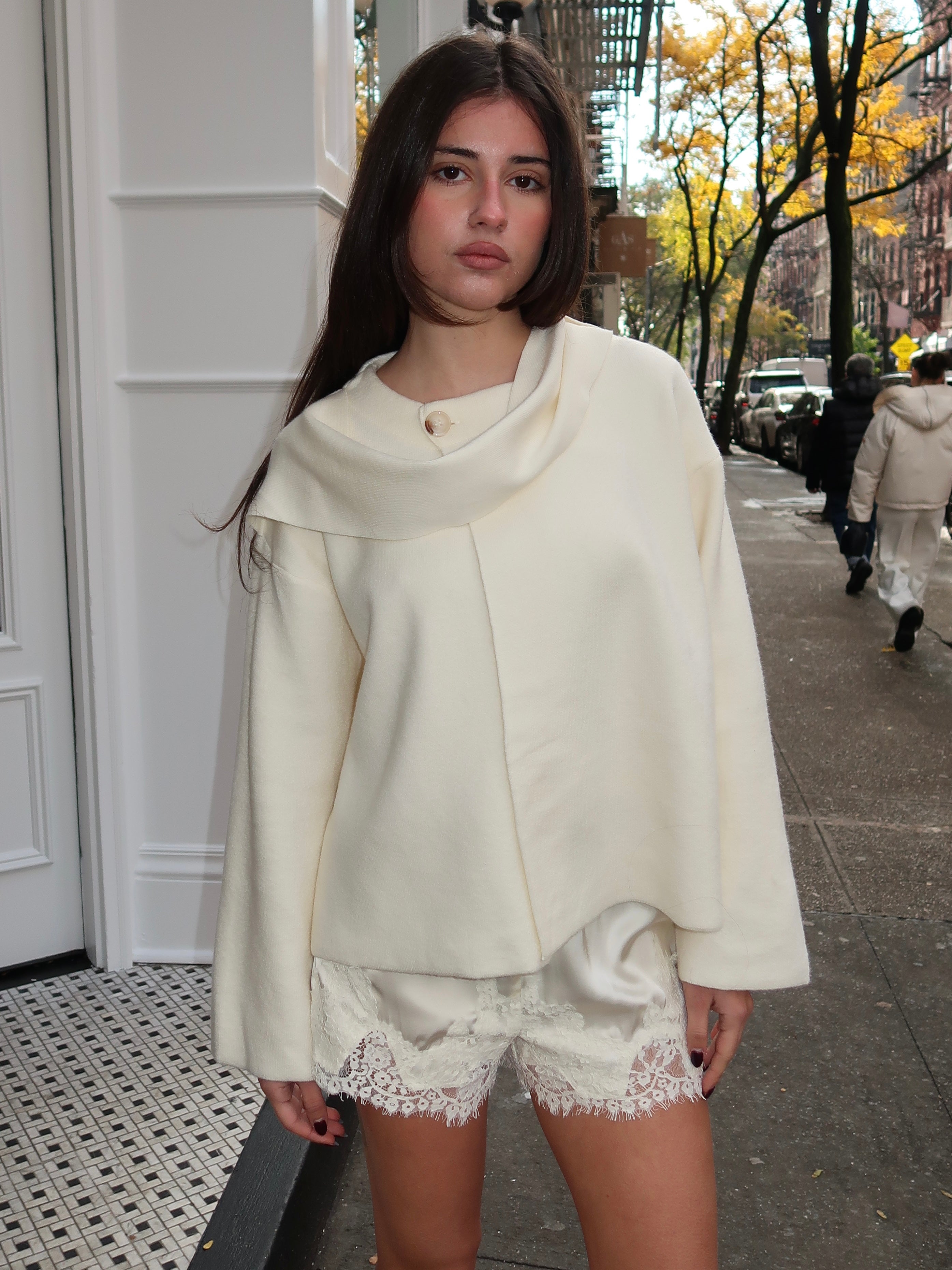 Benicia Scarf Sweater in Cream – Isalis