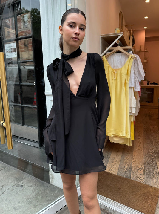 Issy Mini Wrap Around Dress in Black