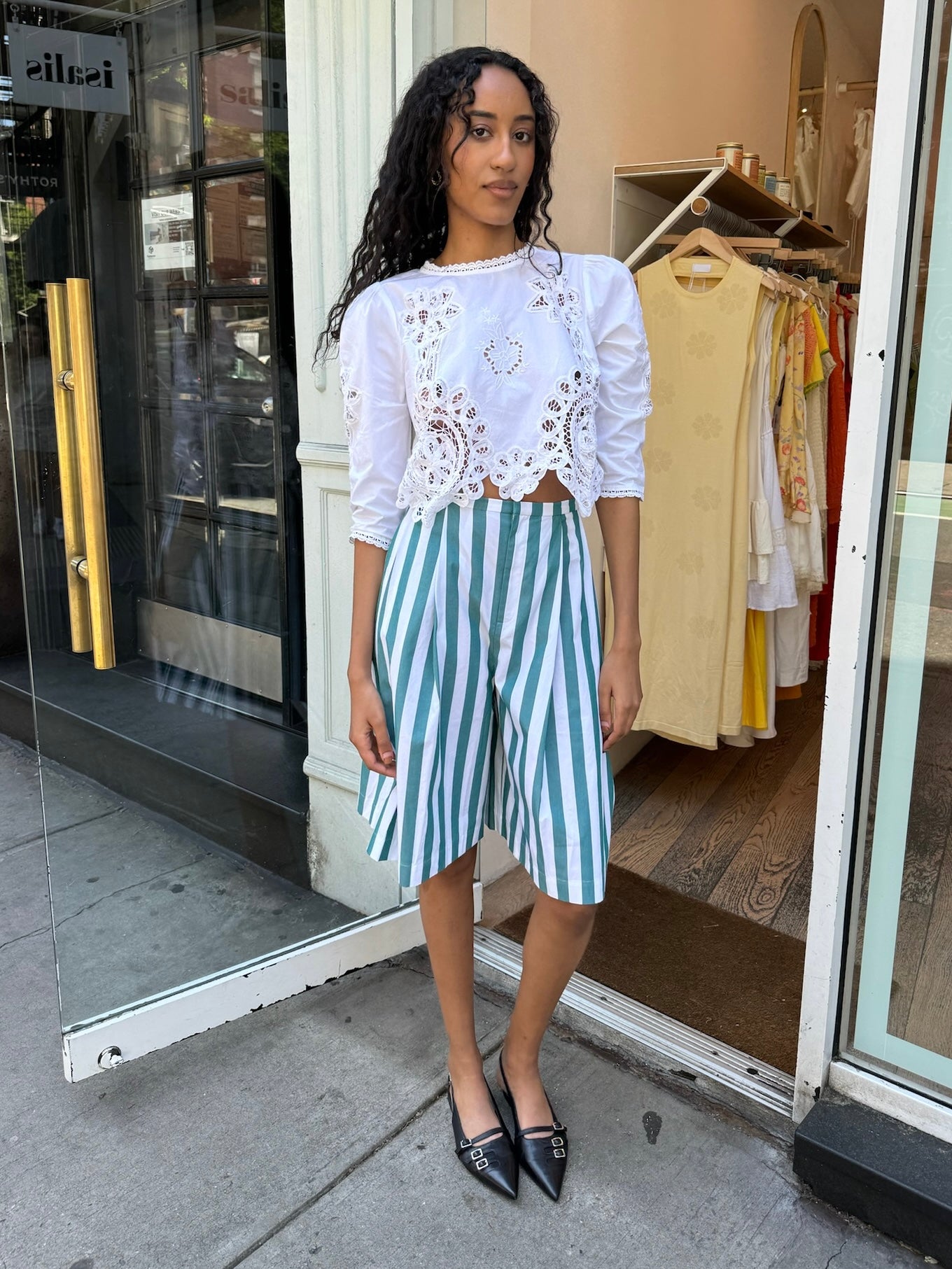 Marquese Culotte Shorts in Emerald Stripe – Isalis