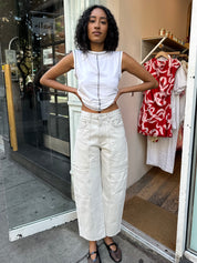 Gianna Seamed Cropped Baggy Jean in Heather Grey
