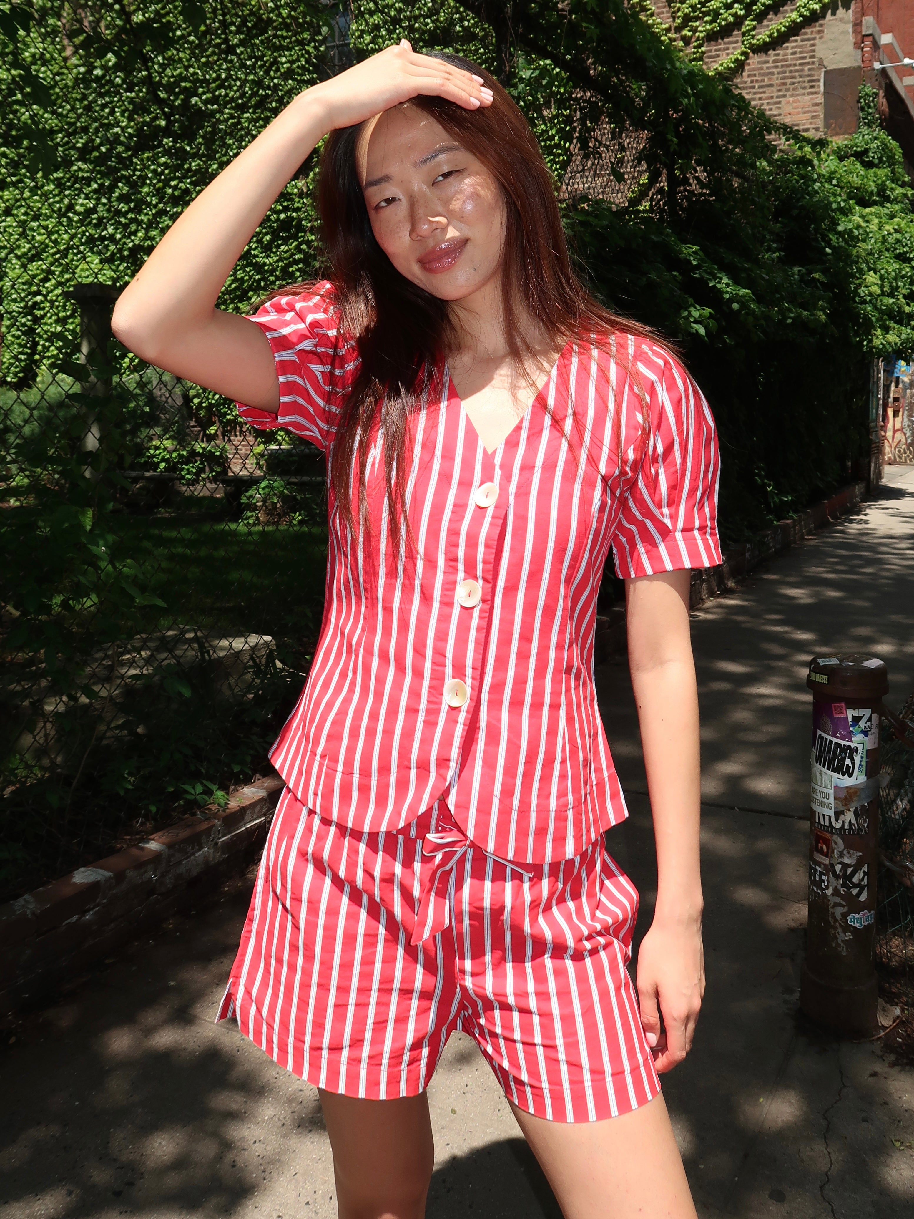 Shell Blouse in Red Stripe