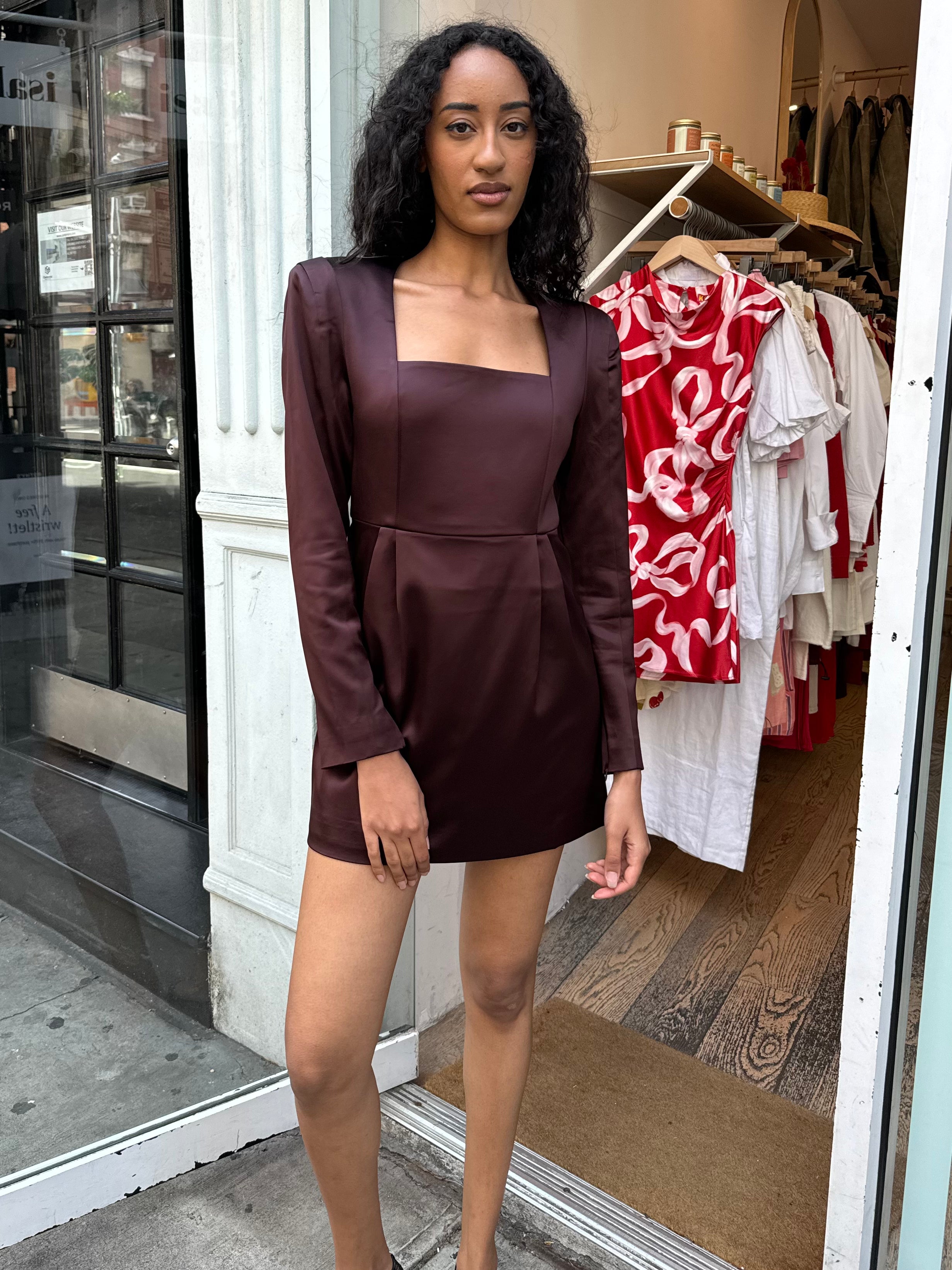 white christmas dresses Valentina Dress in Chocolate Brown – Isalis