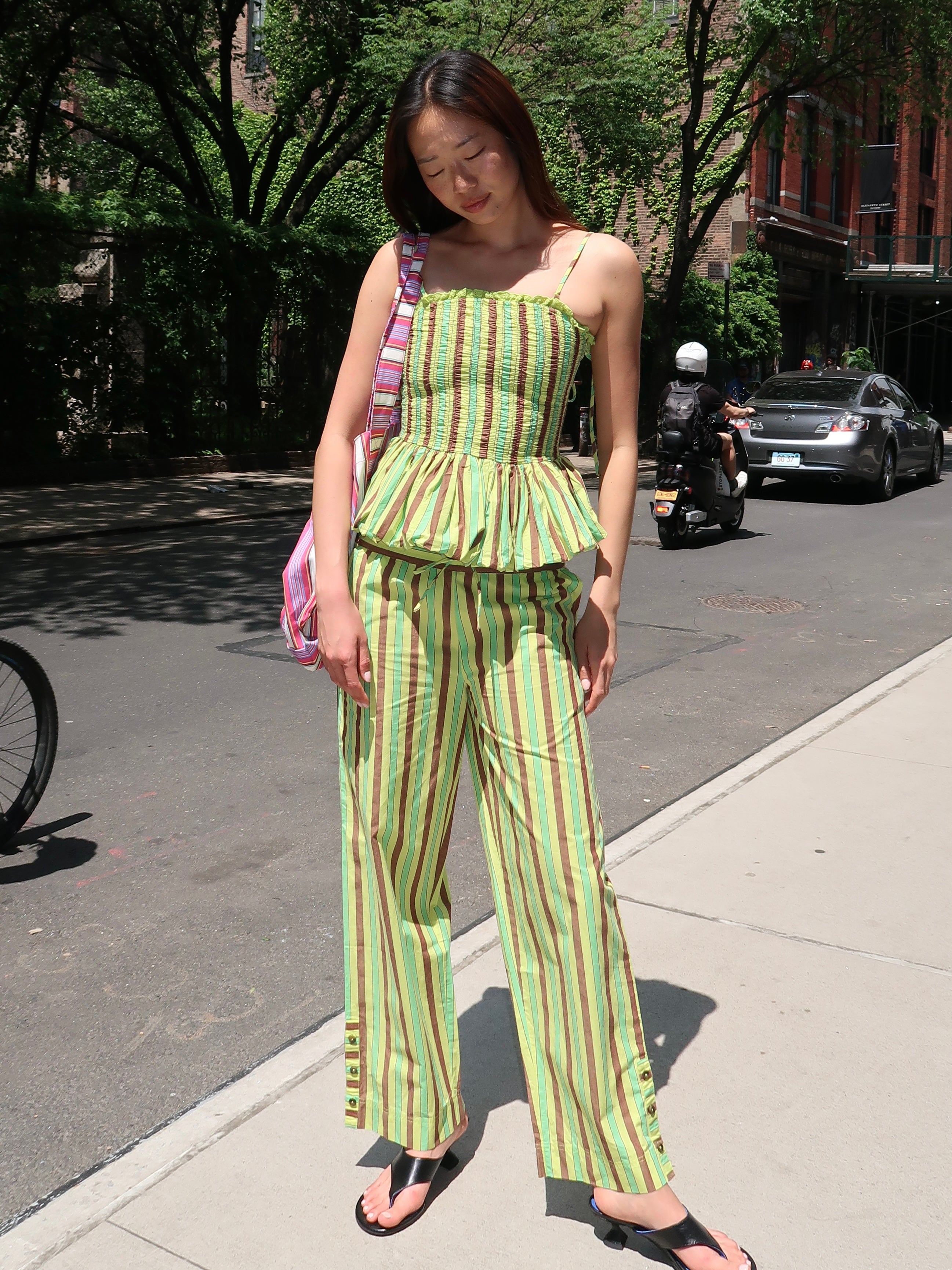 Ritik Trouser in Tropical Business Stripe Lime – Isalis