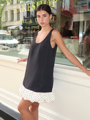Peggy Dress in Black/Ivory Polka Dt