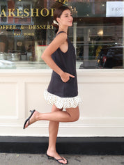 Peggy Dress in Black/Ivory Polka Dt