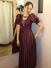 Blue Belle Midi Dress in Red/Navy