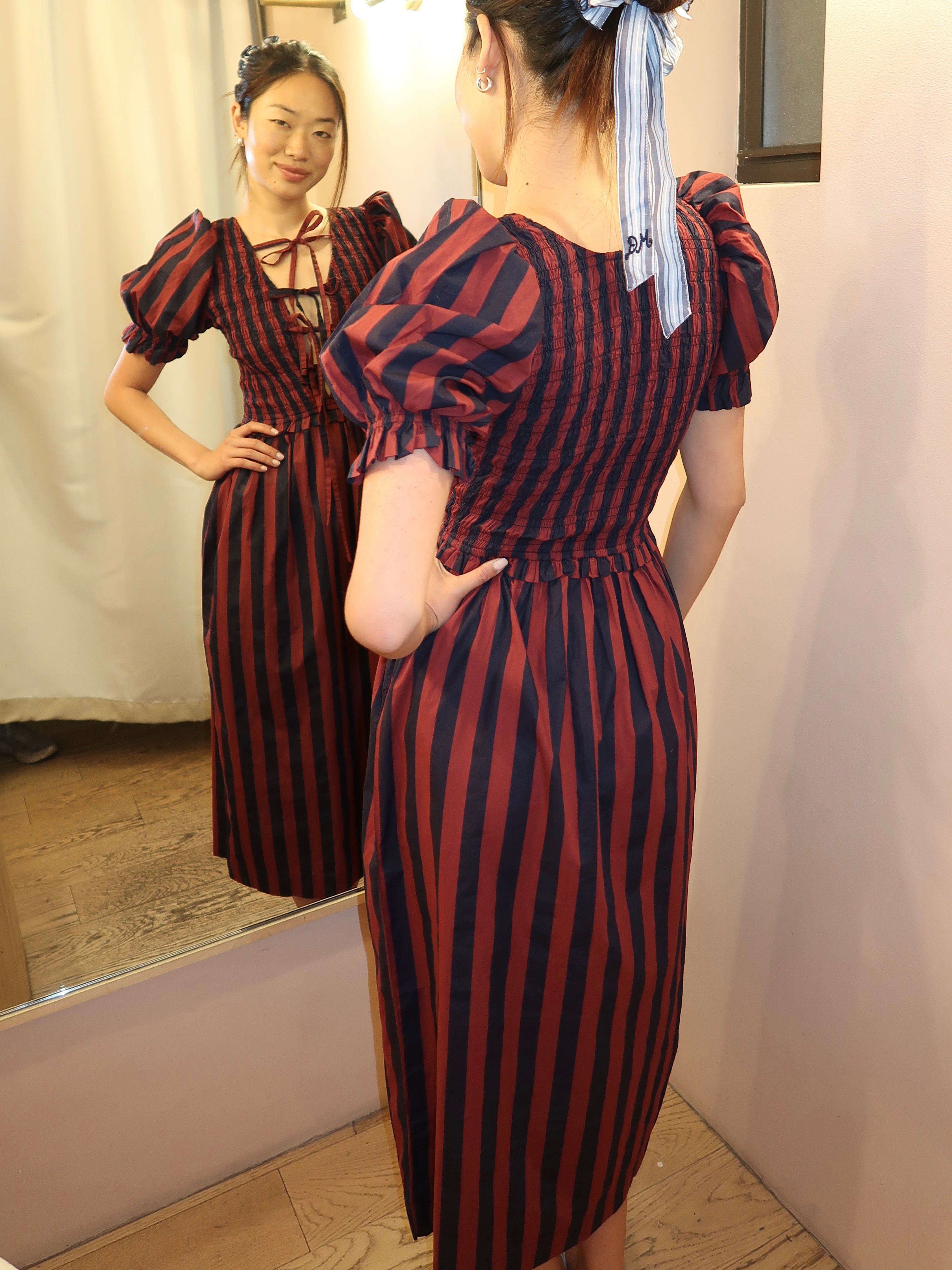 Blue Belle Midi Dress in Red/Navy