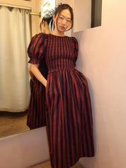Blue Belle Midi Dress in Red/Navy