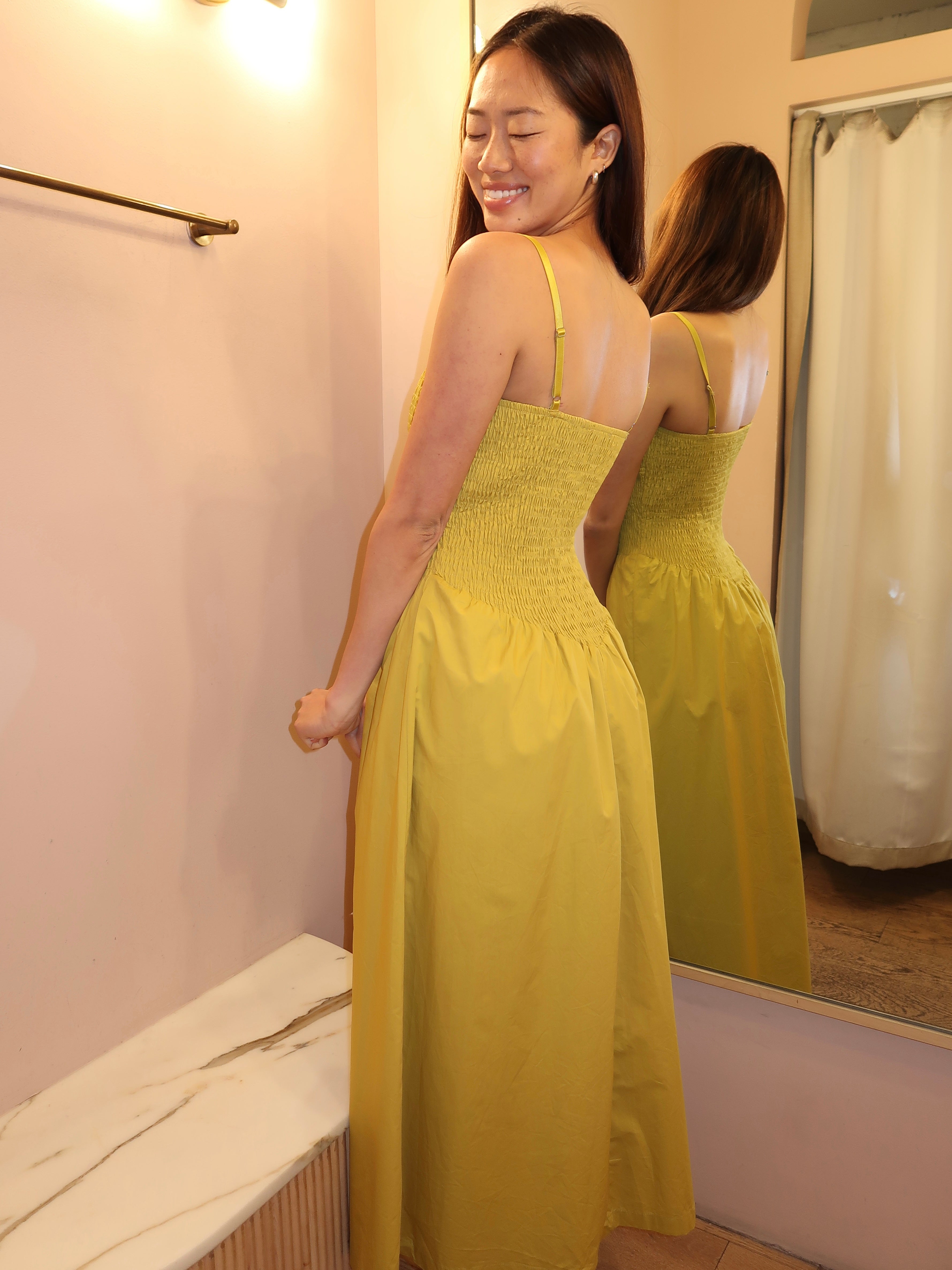 Mila Smocked Maxi Dress in Chartreuse