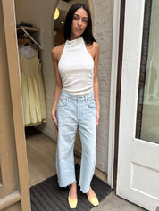Ayla Raw Hem Crop in Sailor