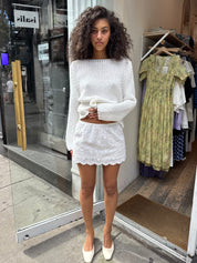 Fox Eyelet Mini Skirt in Off-White