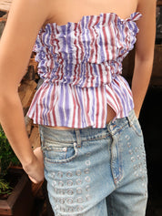 Susan Striped Ruched Top