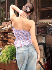 Susan Striped Ruched Top