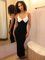 Amber Knit Dress in White/Black