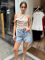 Saige High Waist Shorts in French Riviera