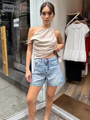 Saige High Waist Shorts in French Riviera