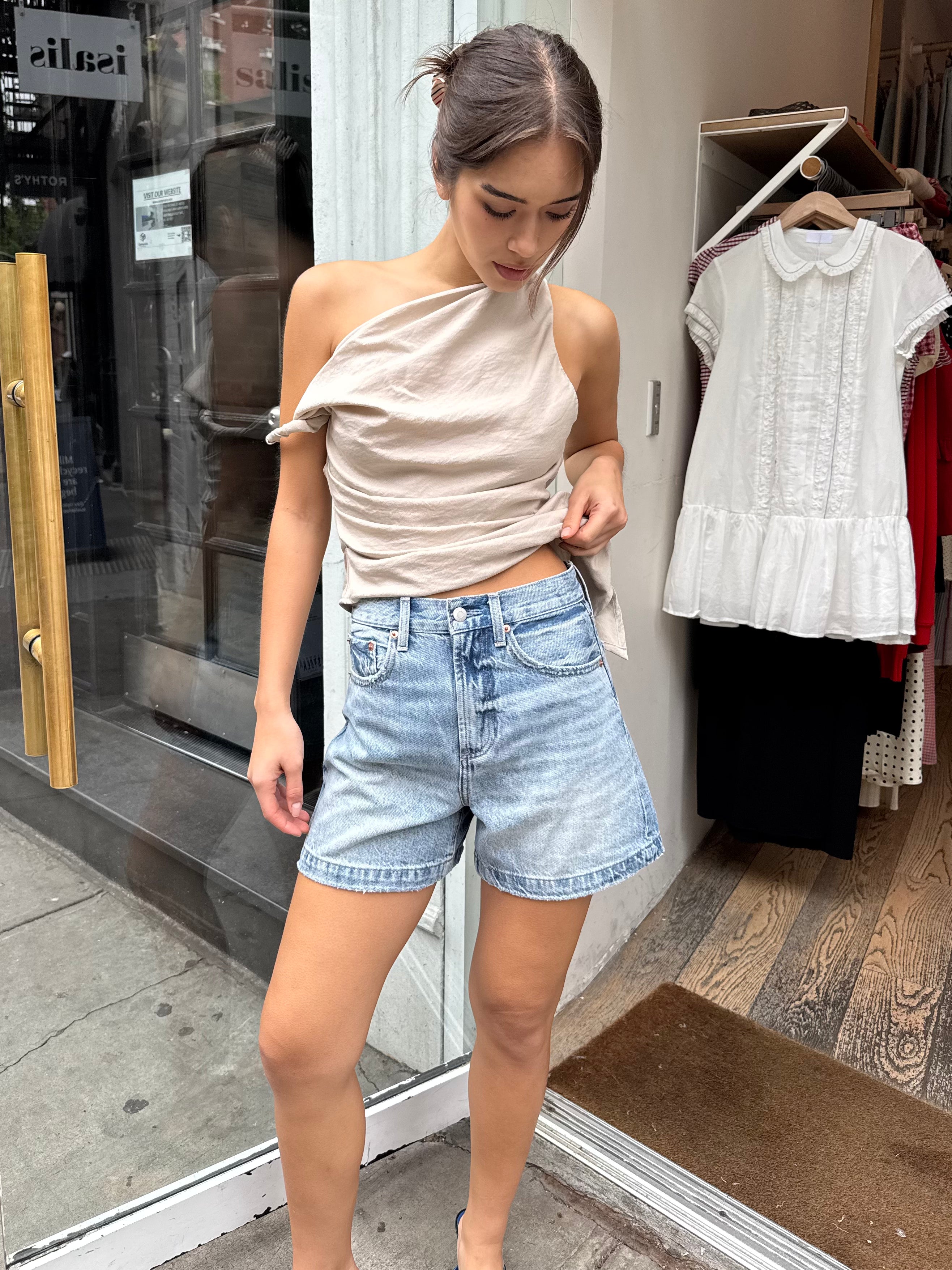 Saige High Waist Shorts in French Riviera