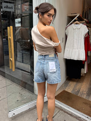 Saige High Waist Shorts in French Riviera