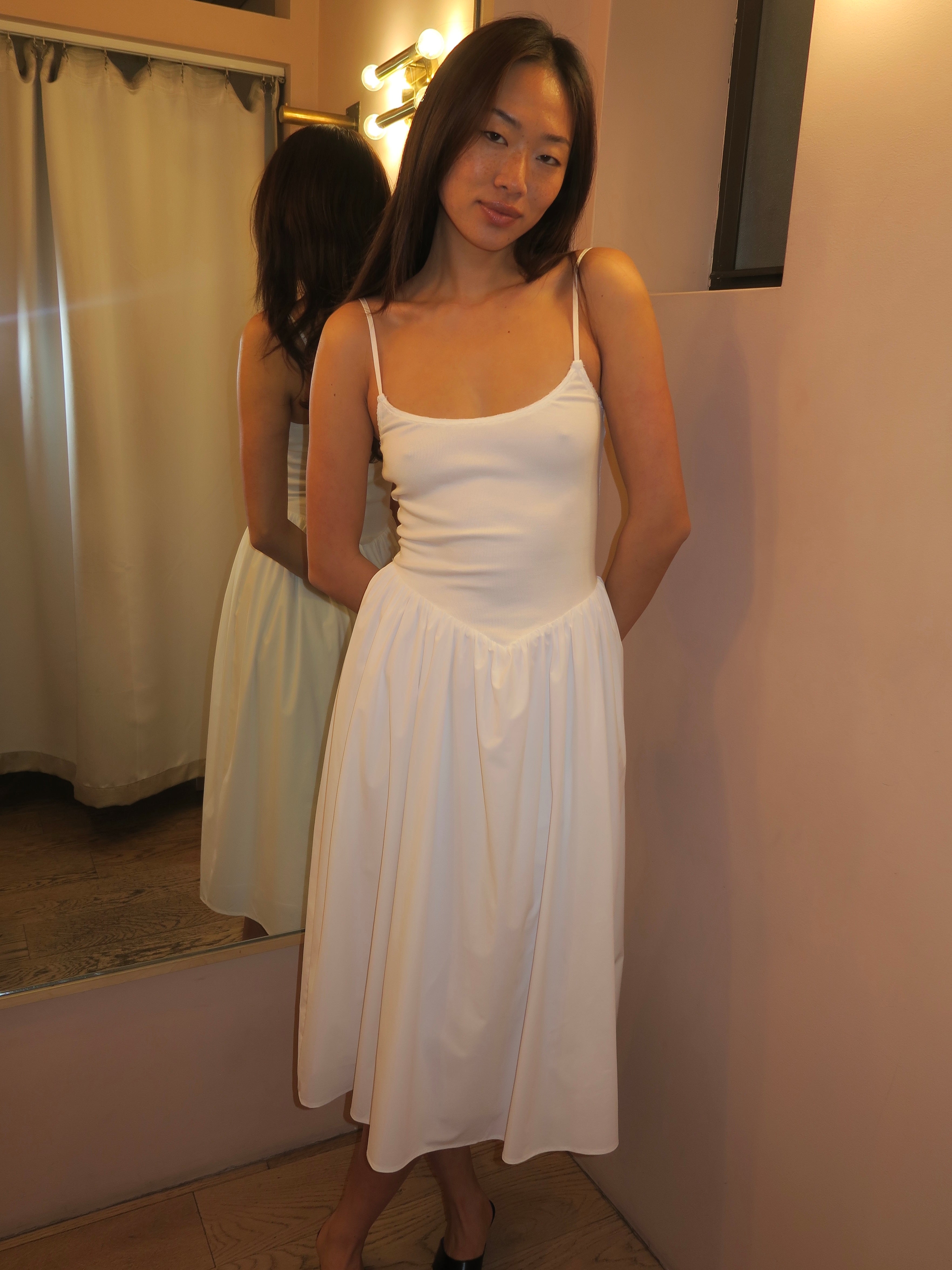 claudette silk midi dress Claudette Midi Dress in White